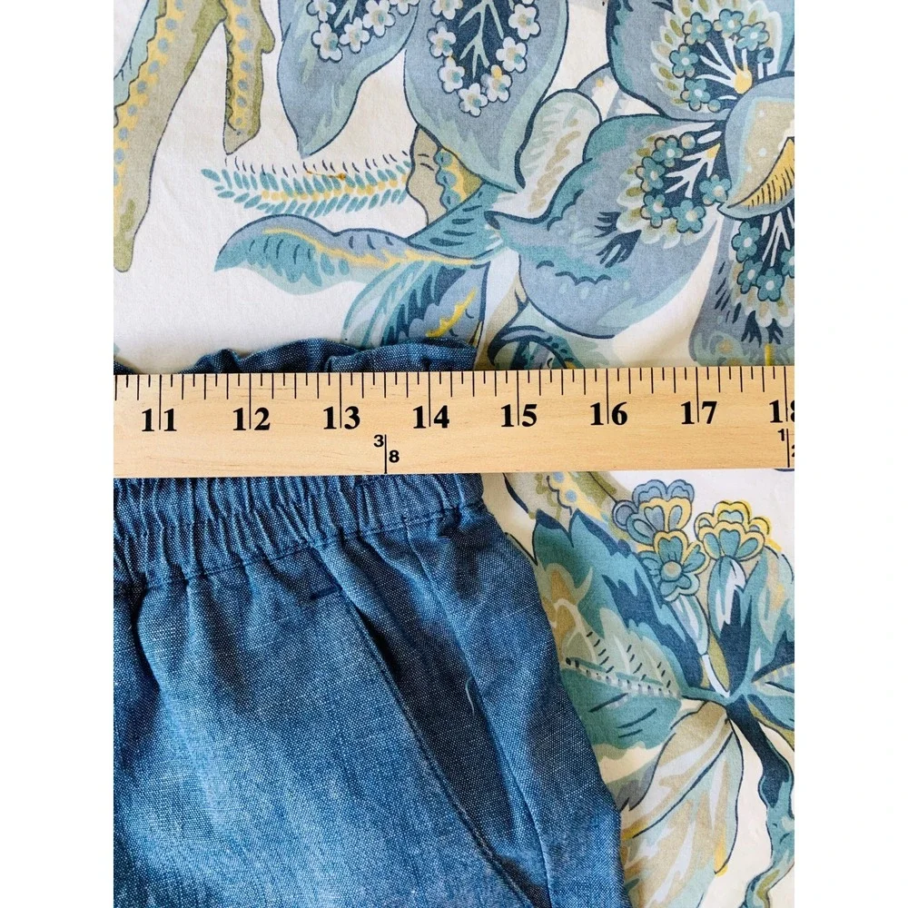 J Crew Womens Chambray Wide-Leg Drawstring Pant Med Echo Blue Wash Size 4